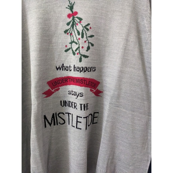 Holiday Tunic Sweater Crewneck 14/16  What Happens Under the Mistletoe Stays... - Picture 1 of 5